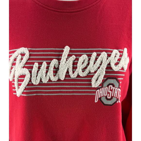 Champion Womens Sweatshirt Top Size Large Red Ohio Buckeyes Embroidered - Picture 2 of 6